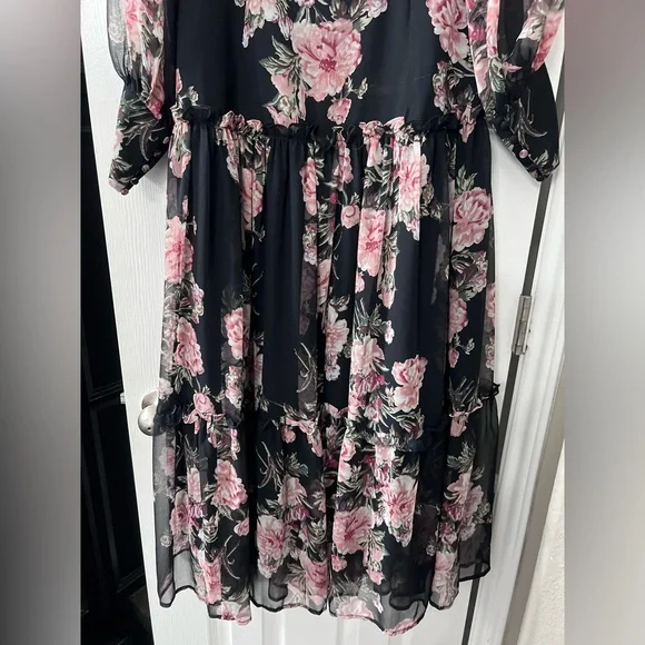 Bardot Floral Print Long Sleeve Chiffon Dress size 6 - Picture 13 of 13